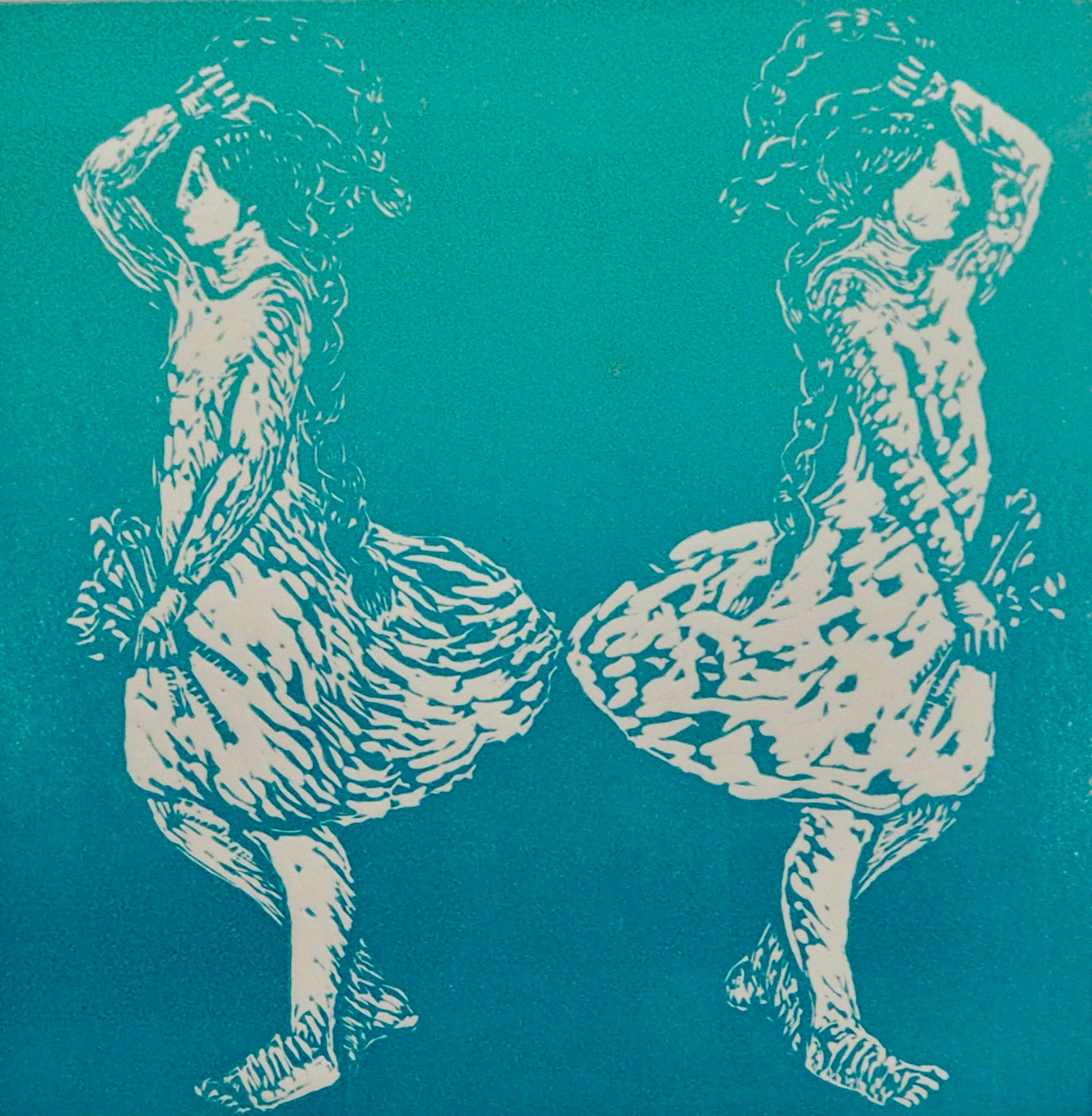 Greek Gypsy girl Linocut Edition 15 150 X 150 mm _4080565