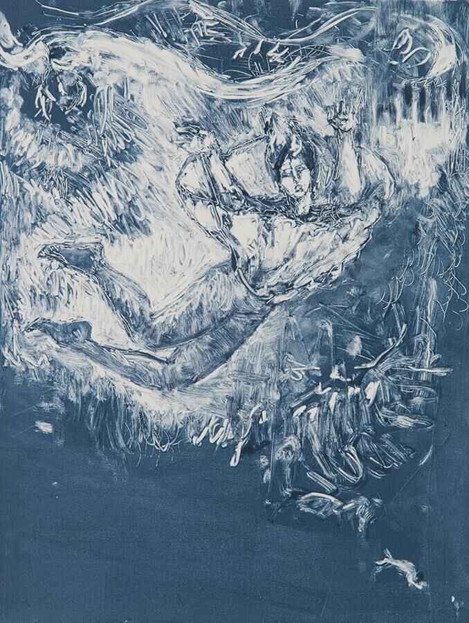 blue falling two    400 X 300mm 