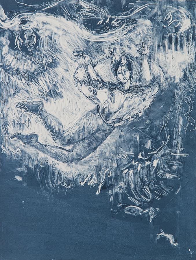 blue falling two    400 X 300mm 